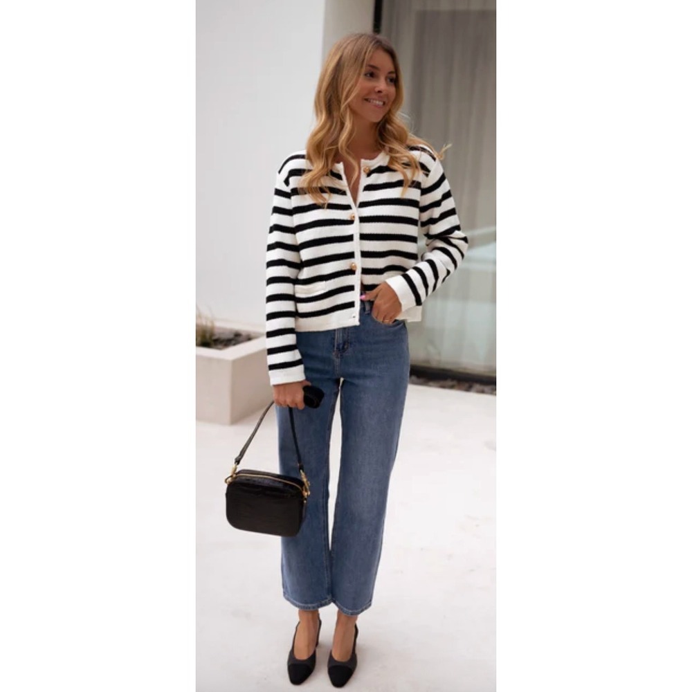 Lumiere Women's Striped Preppy Cardigan Sweater Size Small NWT‎